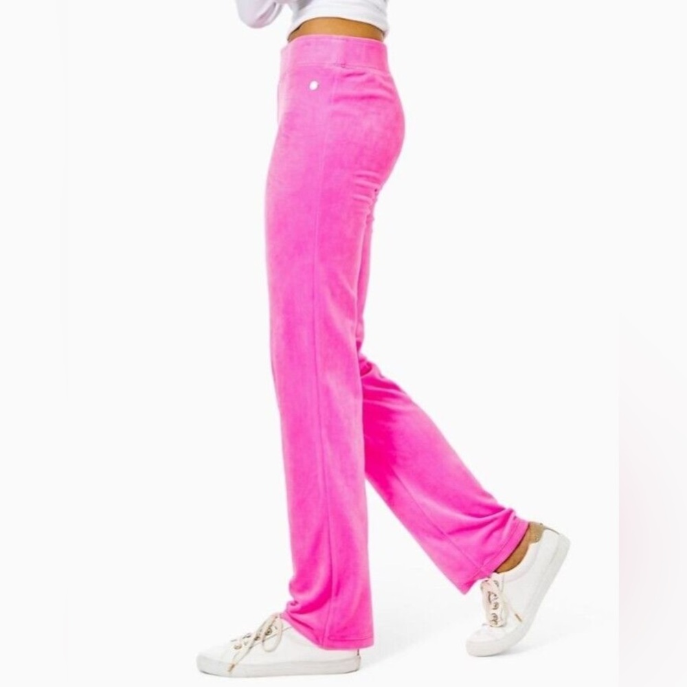 NWT Lilly Pulitzer Jordynne Velour Pant in Berry Soiree, XL